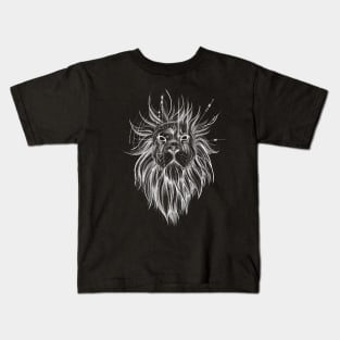 Sketch Style Lion with Geometrical Lines Kids T-Shirt